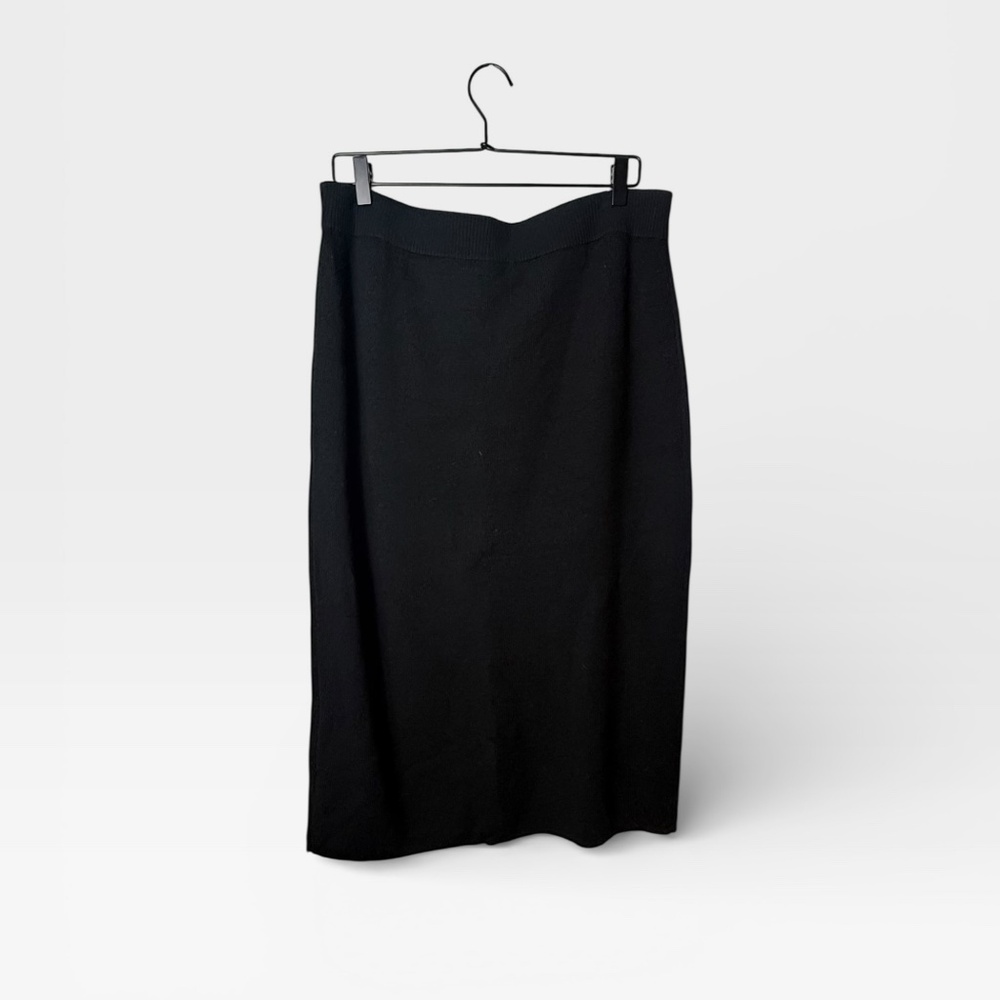 J Crew merino wool‎ sweater-knit wrap skirt Black Size XL NWT (I)